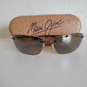 Maui Jim Frigate MP-BG Rimless Titanium Polarized Sunglasses Brown Lens Japan